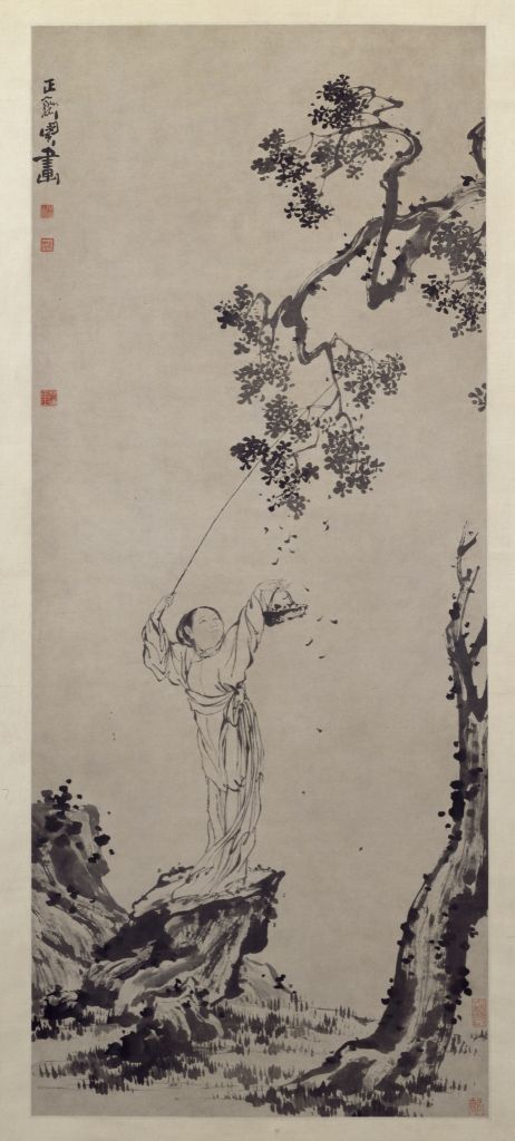 图片[1]-Min Zhen Picking Mulberry Map Axis-China Archive